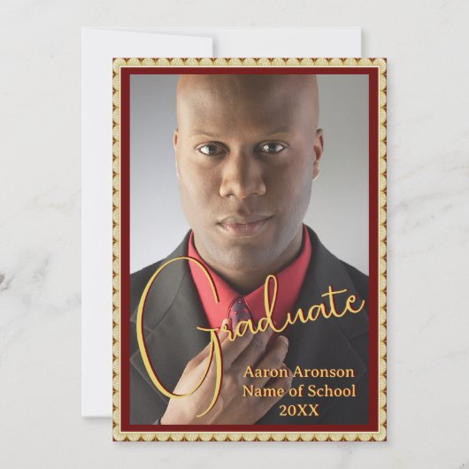 Afstuderen Foto Aankondiging Maroon en Goud (Voorkant)