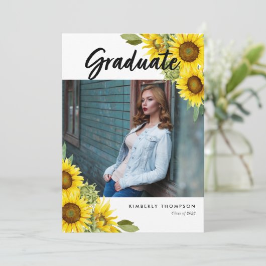 Afstuderen Foto Aankondiging Zonnebloem Script (Staand voorkant)