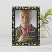 Afstuderen Foto Aankondiging Zwart en Gouden Ivy (Staand voorkant)