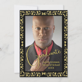 Afstuderen Foto Aankondiging Zwart en Gouden Ivy