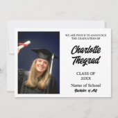 Afstuderen Foto Aankondiging Zwart-wit (Voorkant)