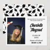Afstuderen Foto Aankondiging Zwart-wit (Voorkant / Achterkant)