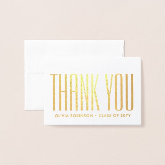 Afstuderen Foto & Adres Modern Minimal Dank u Folie Kaarten (Voorkant met envelop)