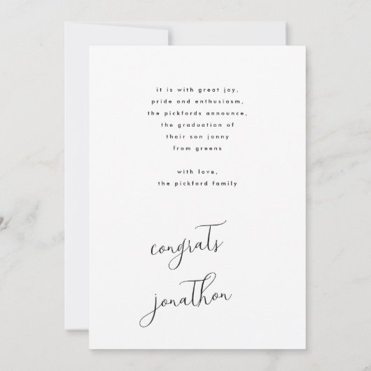 Afstuderen Foto Afstudeerder Afstuderen Aankondiging (Achterkant)