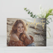 Afstuderen Foto - Afstudeerder Party Script Gold Kaart (Staand voorkant)