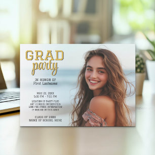 Afstuderen Foto - Afstudeerder Party Script Gold Kaart