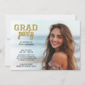 Afstuderen Foto - Afstudeerder Party Script Gold Kaart (Voorkant)
