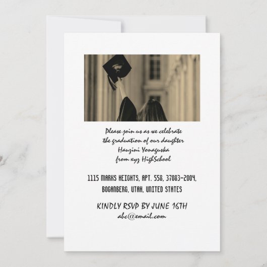 Afstuderen Foto Afstuderen Aankondiging (Achterkant)