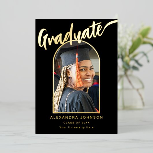 Afstuderen foto Afstuderen aankondiging Black Gold (Staand Voorkant)