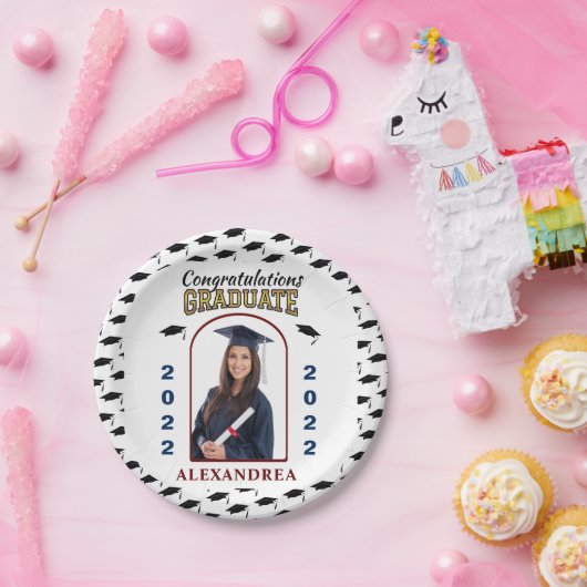 Afstuderen Foto Afstuderen Gefeliciteerd Aangepast Papieren Bordje (Feest)