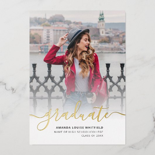 Afstuderen Foto Afstuderen Gold Foil aankondiging (Voorkant)