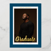  "Afstuderen" Foto Afstuderen Gold Folie Uitnodiging (Voorkant)