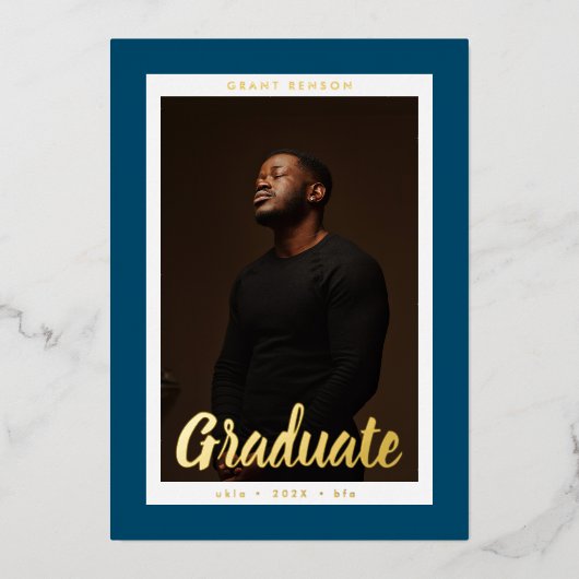  "Afstuderen" Foto Afstuderen Gold Folie Uitnodiging (Voorkant)