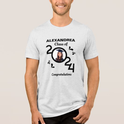 Afstuderen Foto Afstuderen Klasse Jaar 2024 Custom Tri-Blend Shirt (Voorkant)