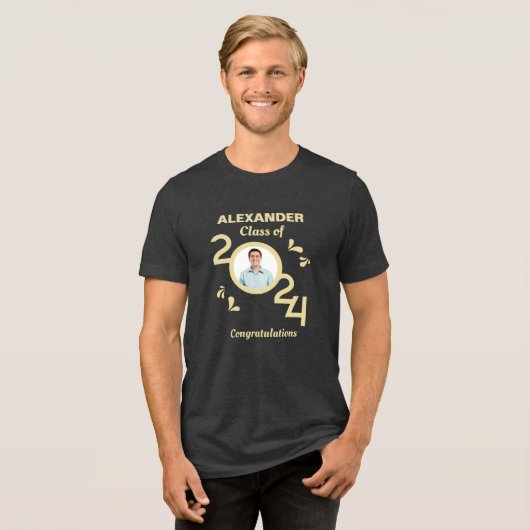 Afstuderen Foto Afstuderen Klasse Jaar 2024 Custom Tri-Blend Shirt (Voorkant volledig)