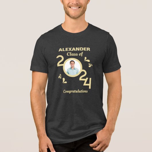 Afstuderen Foto Afstuderen Klasse Jaar 2024 Custom Tri-Blend Shirt (Voorkant)