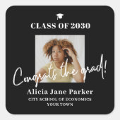 Afstuderen foto afstuderen klasse van 2024 Congrat Vierkante Sticker (Voorkant)