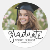 Afstuderen Foto | Afstuderen script Ronde Sticker (Voorkant)