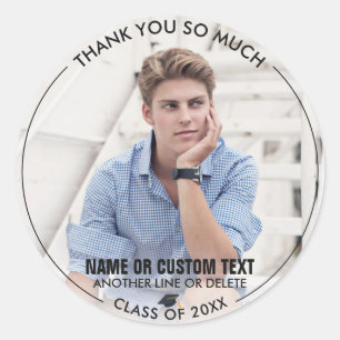 Afstuderen Foto bedankt Klasse 20XX Aangepast Ronde Sticker