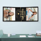 Afstuderen Foto Black en Gold Elegant Spandoek (Beurs)