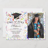 Afstuderen Foto: Black Pet Diploma Confetti Party Kaart (Voorkant)