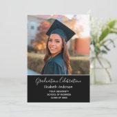 Afstuderen Foto Black White College Graduing Kaart (Staand voorkant)