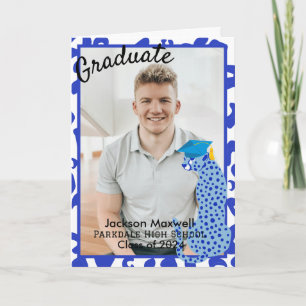 Afstuderen Foto blauw Leopard Print Kaart