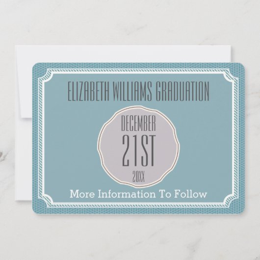 Afstuderen Foto  Blauw opslaan Datum Save The Date (Achterkant)