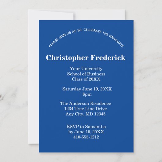 Afstuderen Foto Blue White College Graduing Kaart (Achterkant)