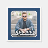 Afstuderen foto Bold Script Blue Party Servet (Voorkant)