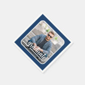 Afstuderen foto Bold Script Blue Party Servet (Hoek)