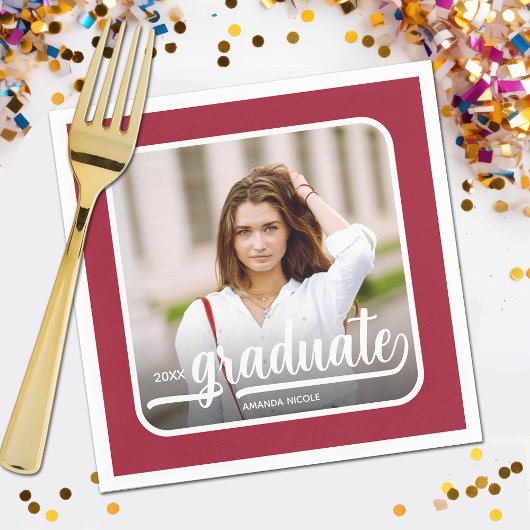 Afstuderen foto Bold Script Crimson Servet