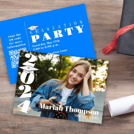 Afstuderen Foto Bright Blue Class of 2023 QR Kaart