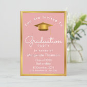 Afstuderen foto chic eenvoudig modern roze kaart (Staand voorkant)