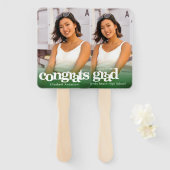 Afstuderen foto chic simpel modern green keepomwil handwaaier (Voorkant en achterkant)