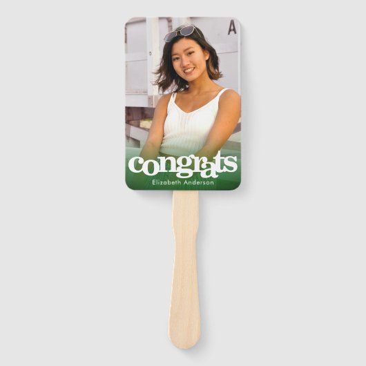 Afstuderen foto chic simpel modern green keepomwil handwaaier (Voorkant)