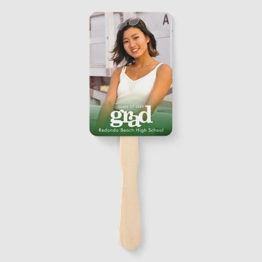 Afstuderen foto chic simpel modern green keepomwil handwaaier (Achterkant)