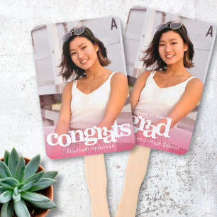 Afstuderen foto chic simpel modern roze keepslag handwaaier