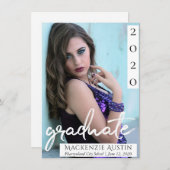 Afstuderen foto | Chique script Eenvoudige aandenk Aankondiging (Voorkant / Achterkant)