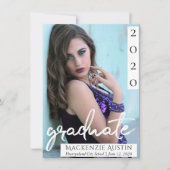 Afstuderen foto | Chique script Eenvoudige aandenk Aankondiging (Voorkant)