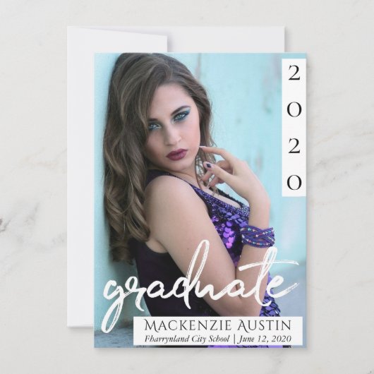 Afstuderen foto | Chique script Eenvoudige aandenk Aankondiging (Voorkant)