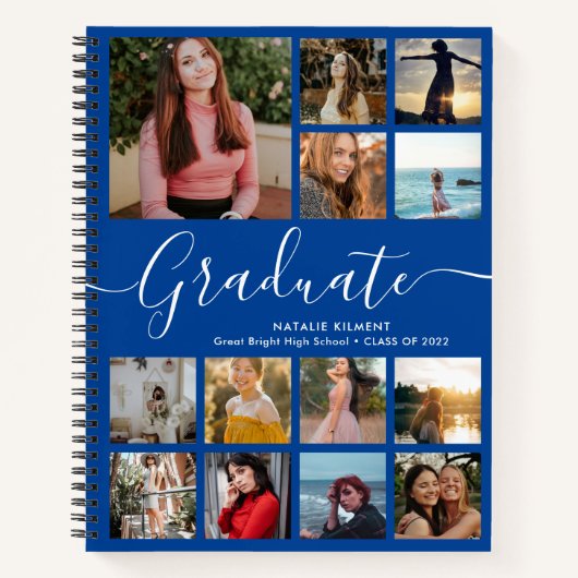 Afstuderen Foto Collage Afstuderen Blue Notitieboek (Voorkant)
