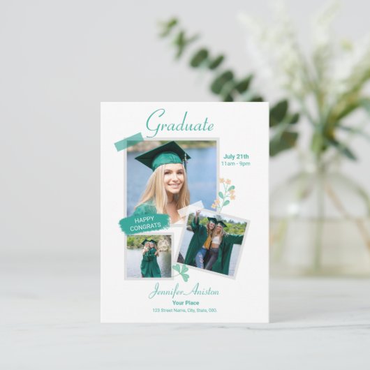 Afstuderen Foto Collage, Afstuderen kondiging Briefkaart (Staand voorkant)