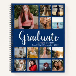 Afstuderen Foto Collage Afstuderen Navy Blue Notitieboek