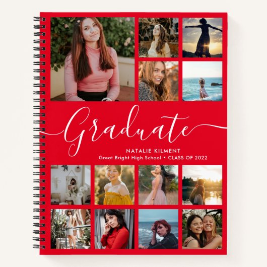 Afstuderen Foto Collage Afstuderen Red Notitieboek (Voorkant)