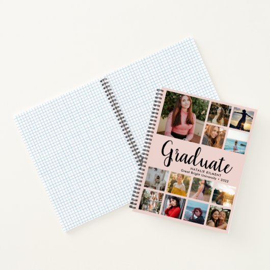 Afstuderen Foto Collage Afstuderen Roze en Zwart Notitieboek (Binnen)