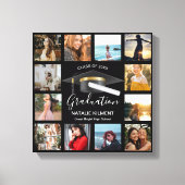 Afstuderen Foto Collage Black en Gold Afstuderen Canvas Afdruk (Voorkant)