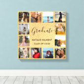 Afstuderen Foto Collage Black en Gold Afstuderen Canvas Afdruk (Insitu (Houten vloer))