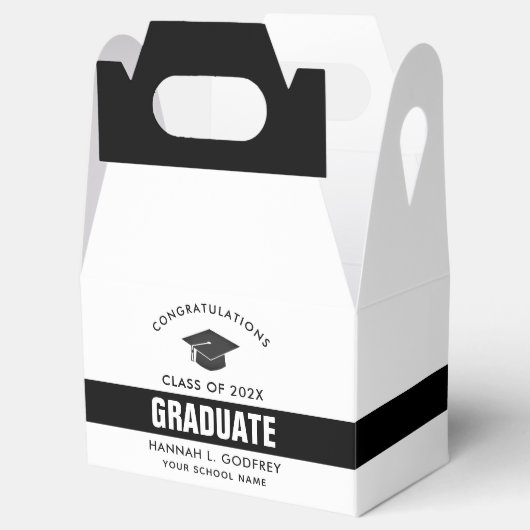 Afstuderen Foto Collage Black en White Favor Box Bedankdoosjes (Geopend)