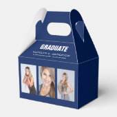Afstuderen Foto Collage Blue Custom Favor Box Bedankdoosjes (Achterkant)